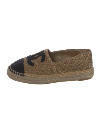 Chanel Interlocking CC Logo Tweed Espadrilles
