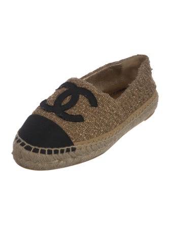 Chanel Interlocking CC Logo Tweed Espadrilles