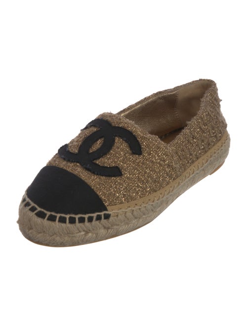 Chanel Interlocking CC Logo Tweed Espadrilles
