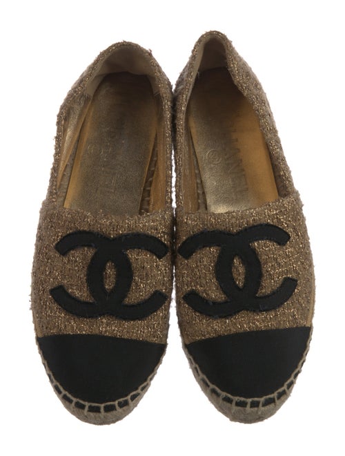 Chanel Interlocking CC Logo Tweed Espadrilles