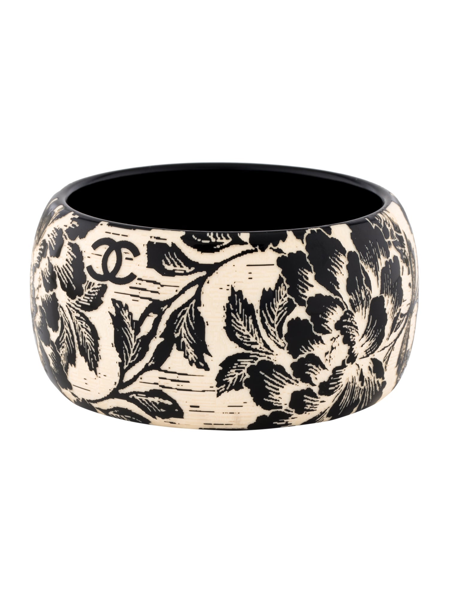 Chanel Resin Carved CC Flowers Bracelet