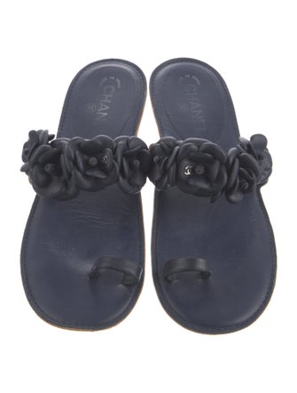 Chanel Interlocking CC Logo Leather Slides