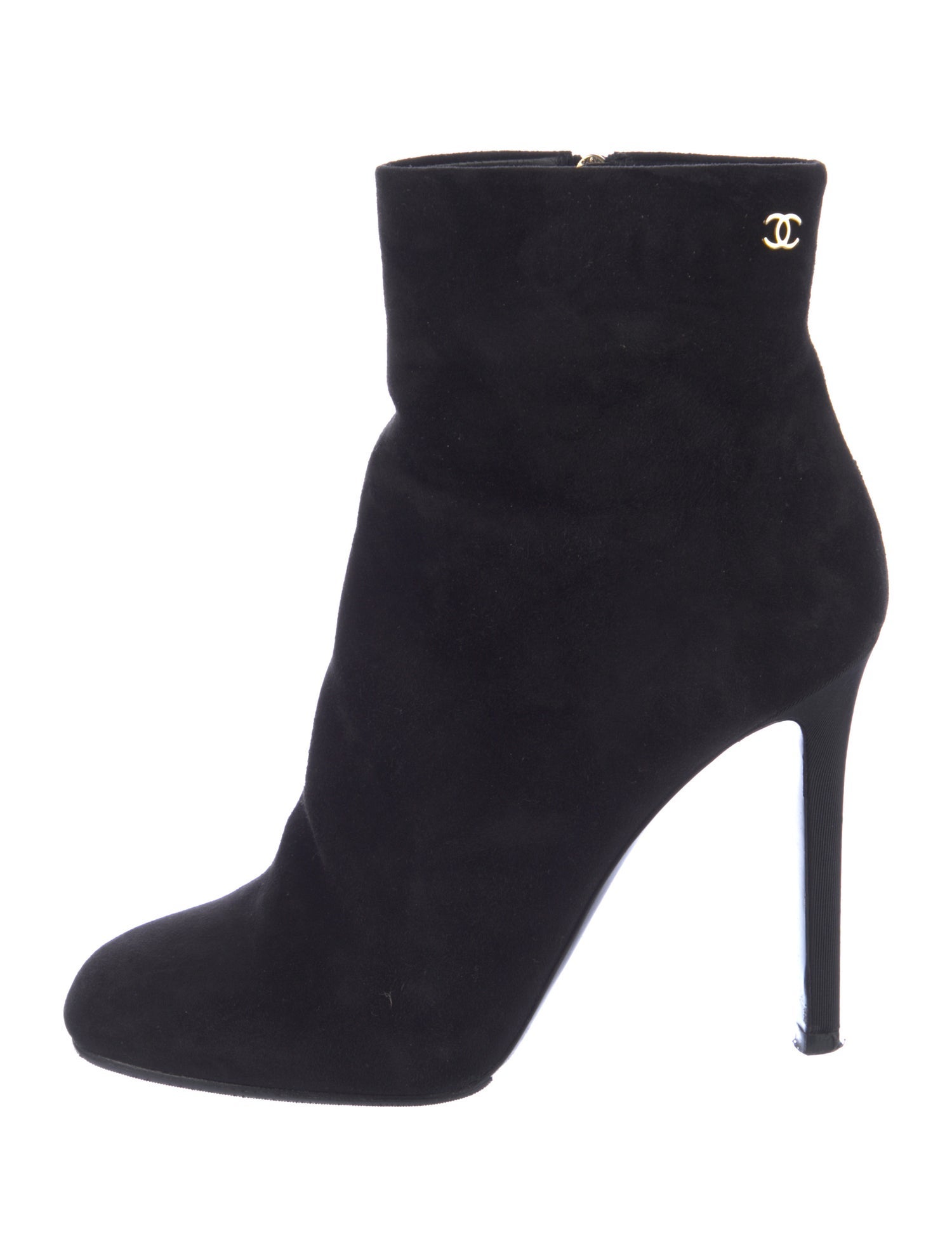 Chanel Interlocking CC Logo Suede Boots