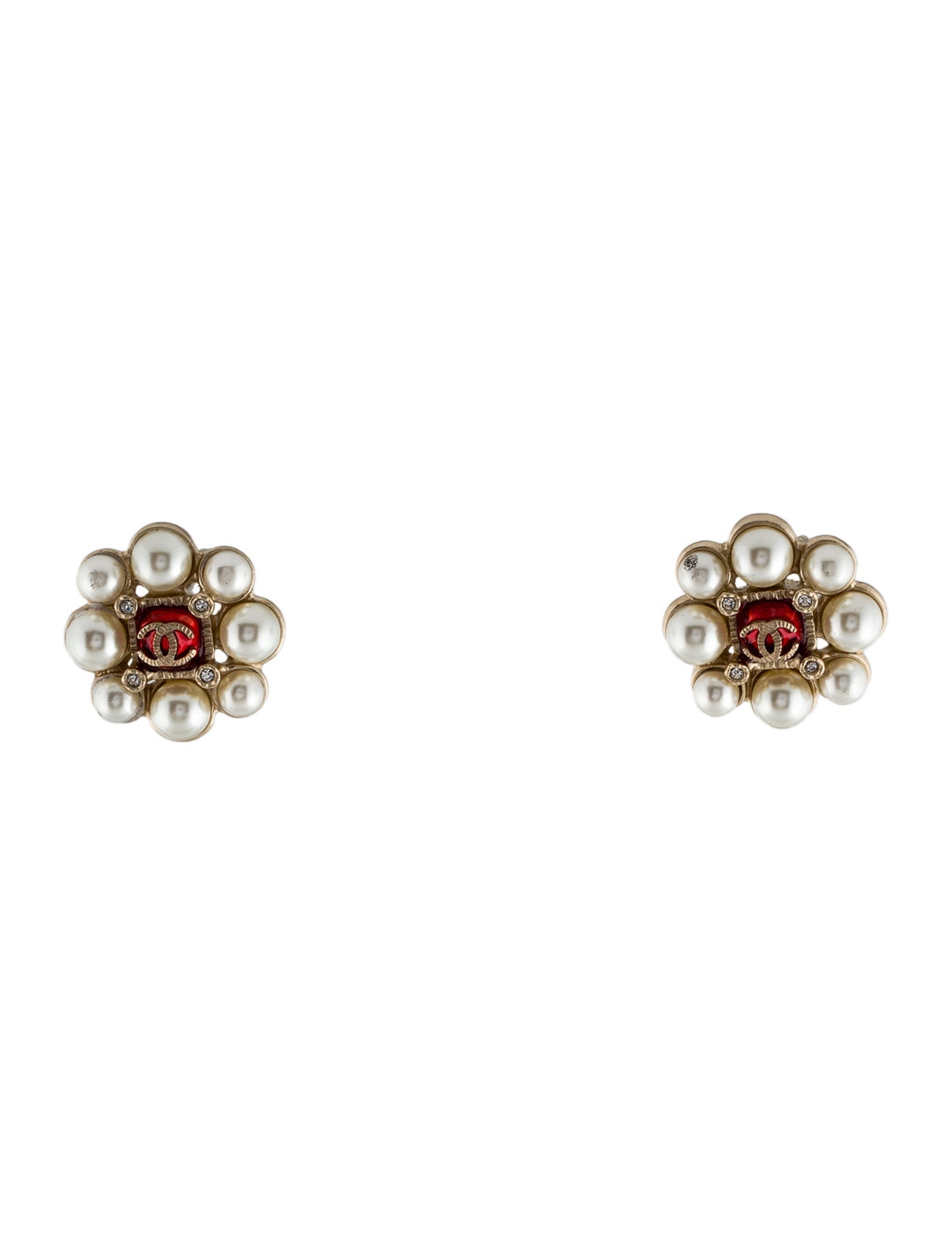 Chanel Faux Pearl, Strass & Resin Stud Earrings