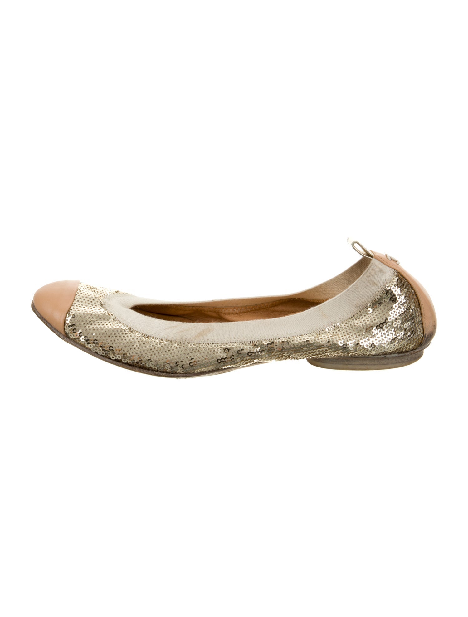 Chanel Interlocking CC Logo Sequins Ballet Flats