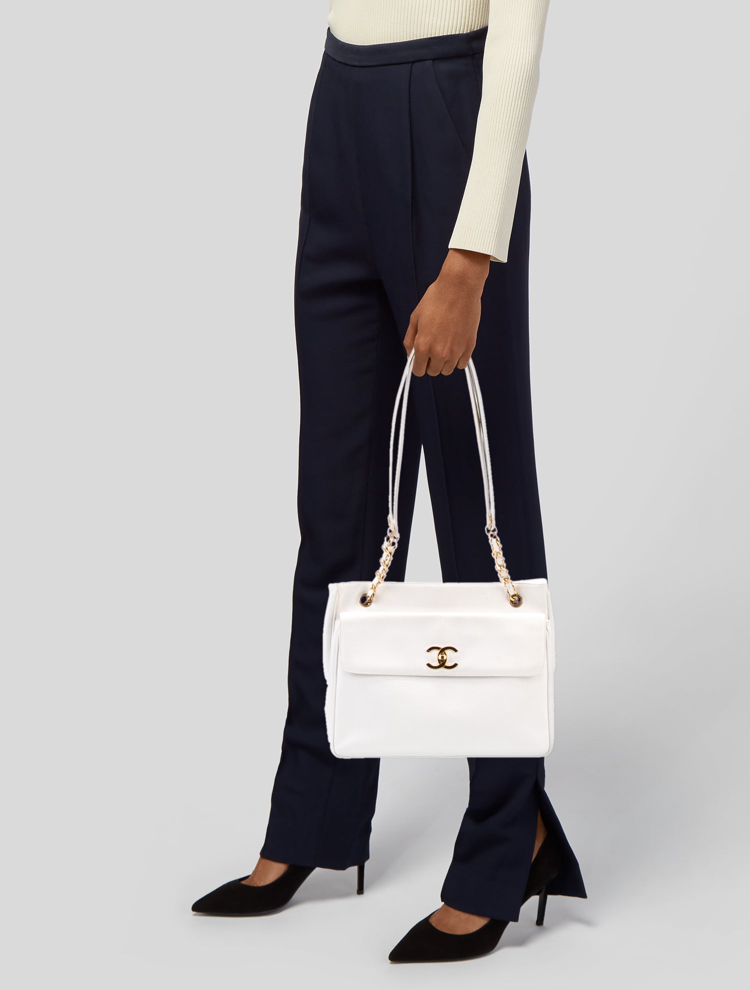 Chanel Caviar Front Pocket Shoulder Bag