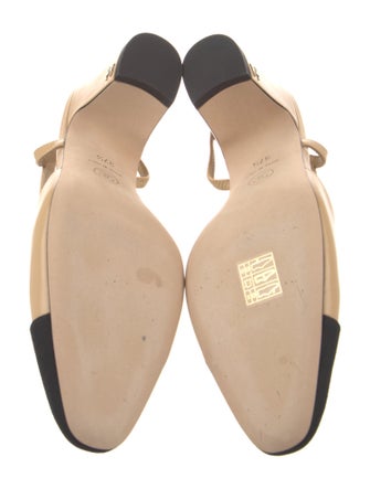 Chanel Interlocking CC Logo Leather Slingback Pumps