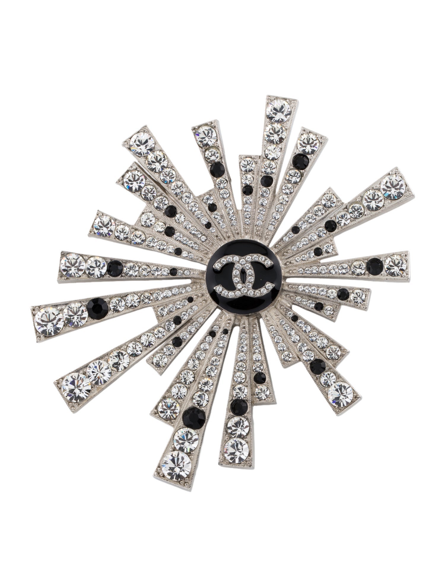 Chanel Enamel & Strass Starbust CC Brooch