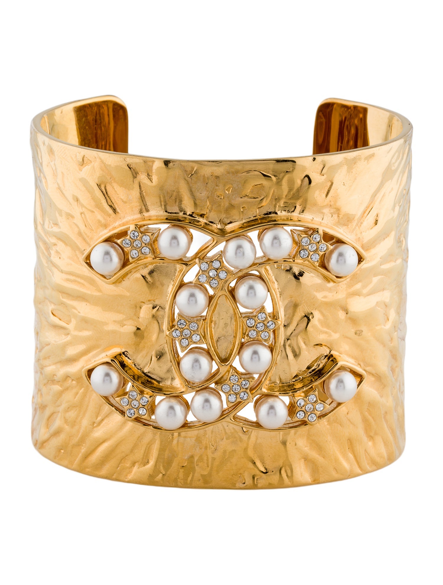 Chanel 2020 Faux Pearl & Strass Star CC Cuff