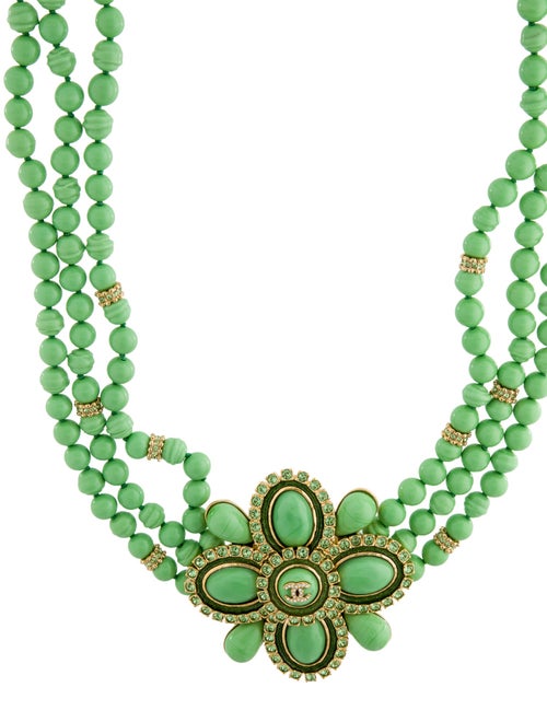 Chanel 2024 Enamel, Strass & Resin Multistrand Necklace