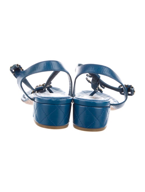 Chanel Interlocking CC Logo Leather T-Strap Sandals