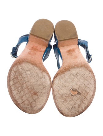 Chanel Interlocking CC Logo Leather T-Strap Sandals