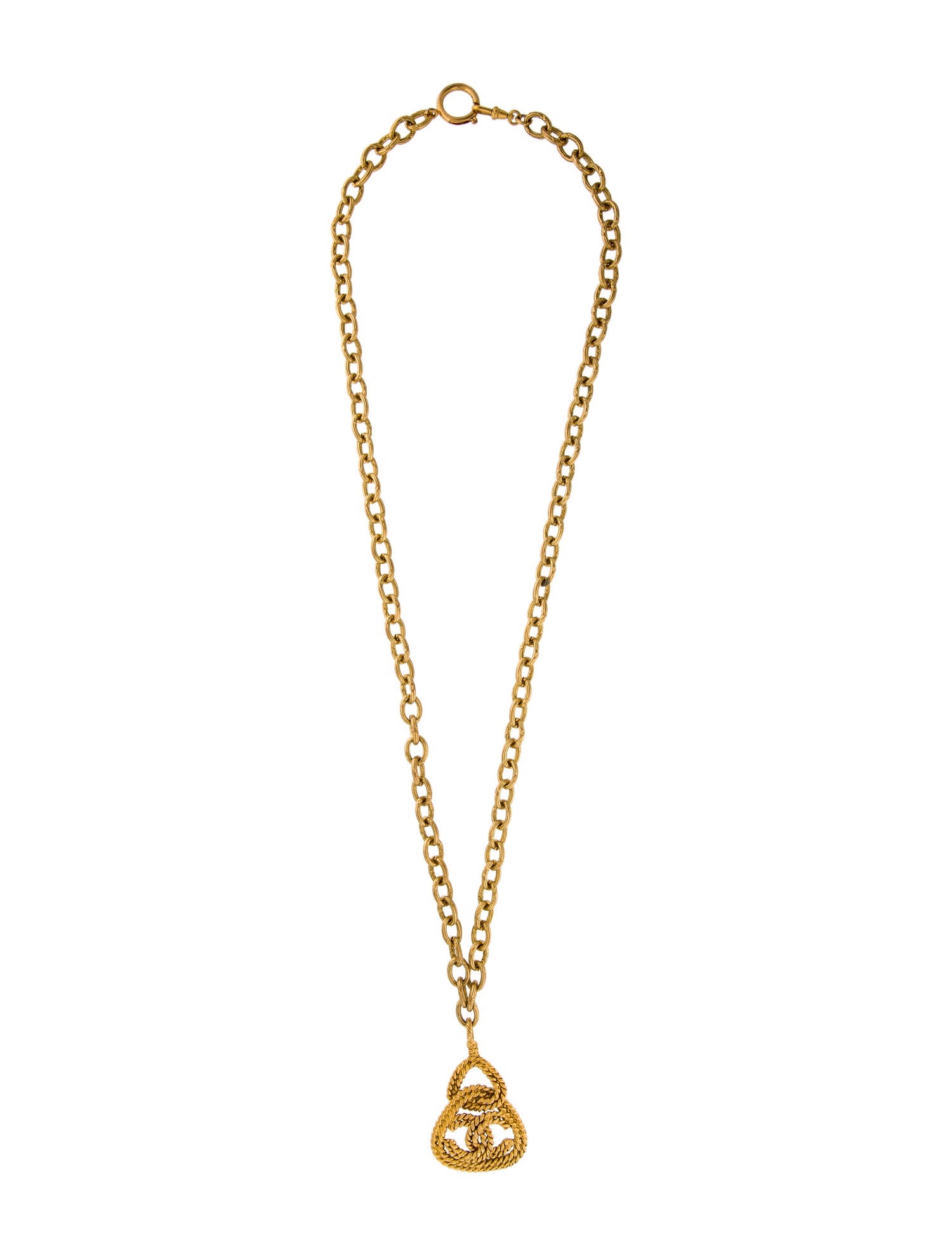 Chanel Vintage Textured CC Pendant Necklace