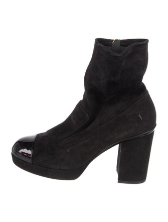 Chanel Interlocking CC Logo Suede Boots