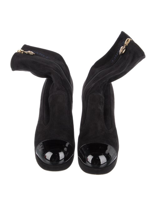 Chanel Interlocking CC Logo Suede Boots