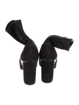 Chanel Interlocking CC Logo Suede Boots