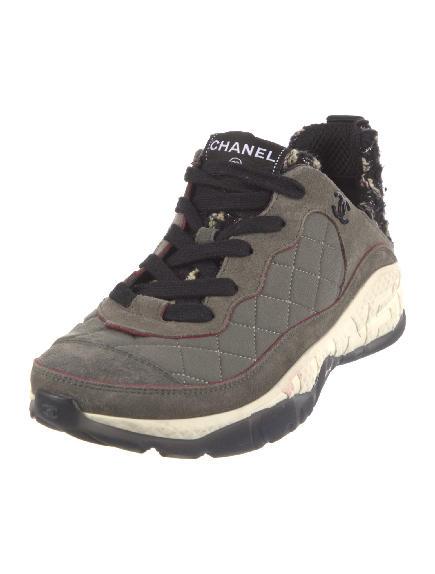 Chanel Interlocking CC Logo Suede Sneakers