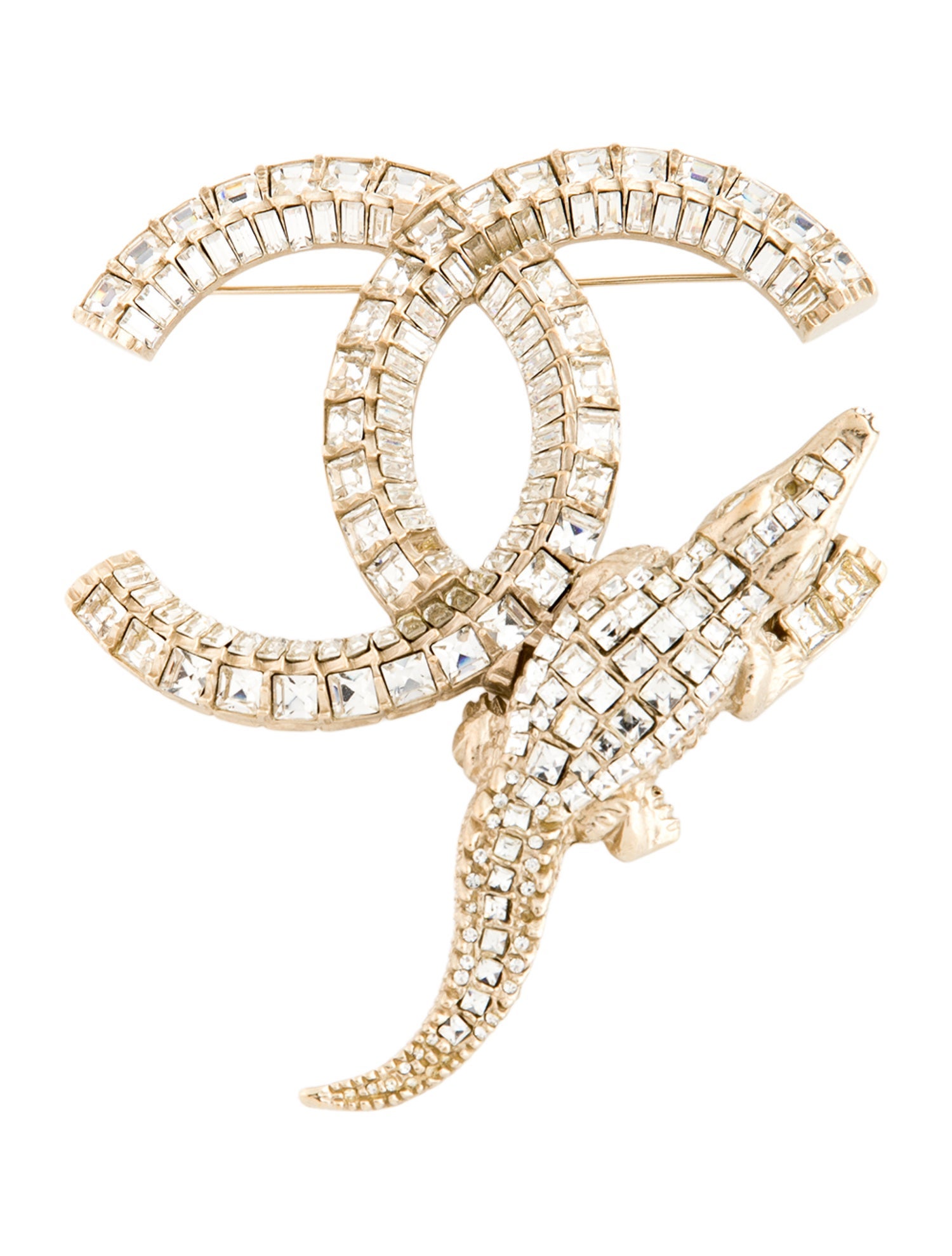 Chanel Strass Alligator CC Brooch