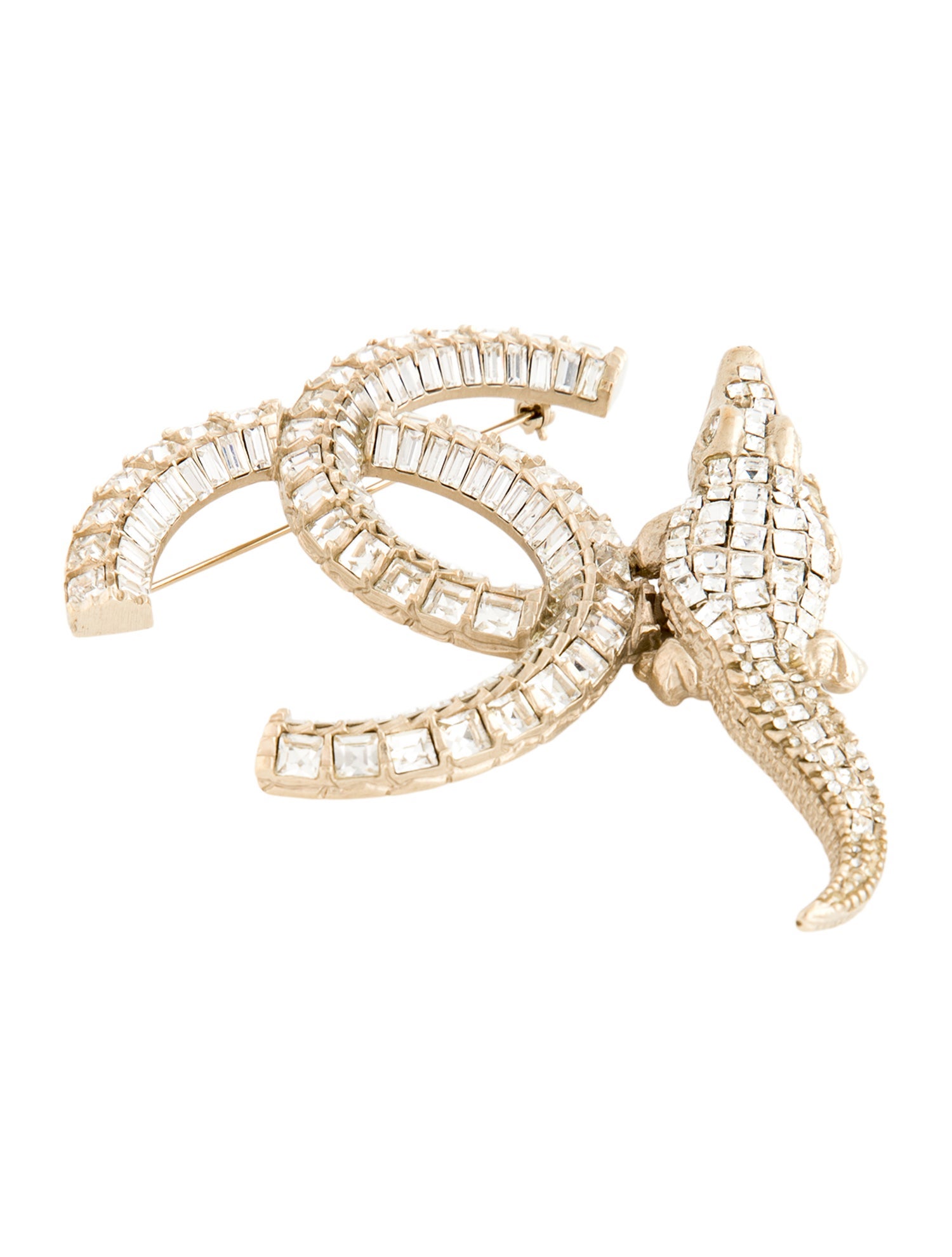 Chanel Strass Alligator CC Brooch