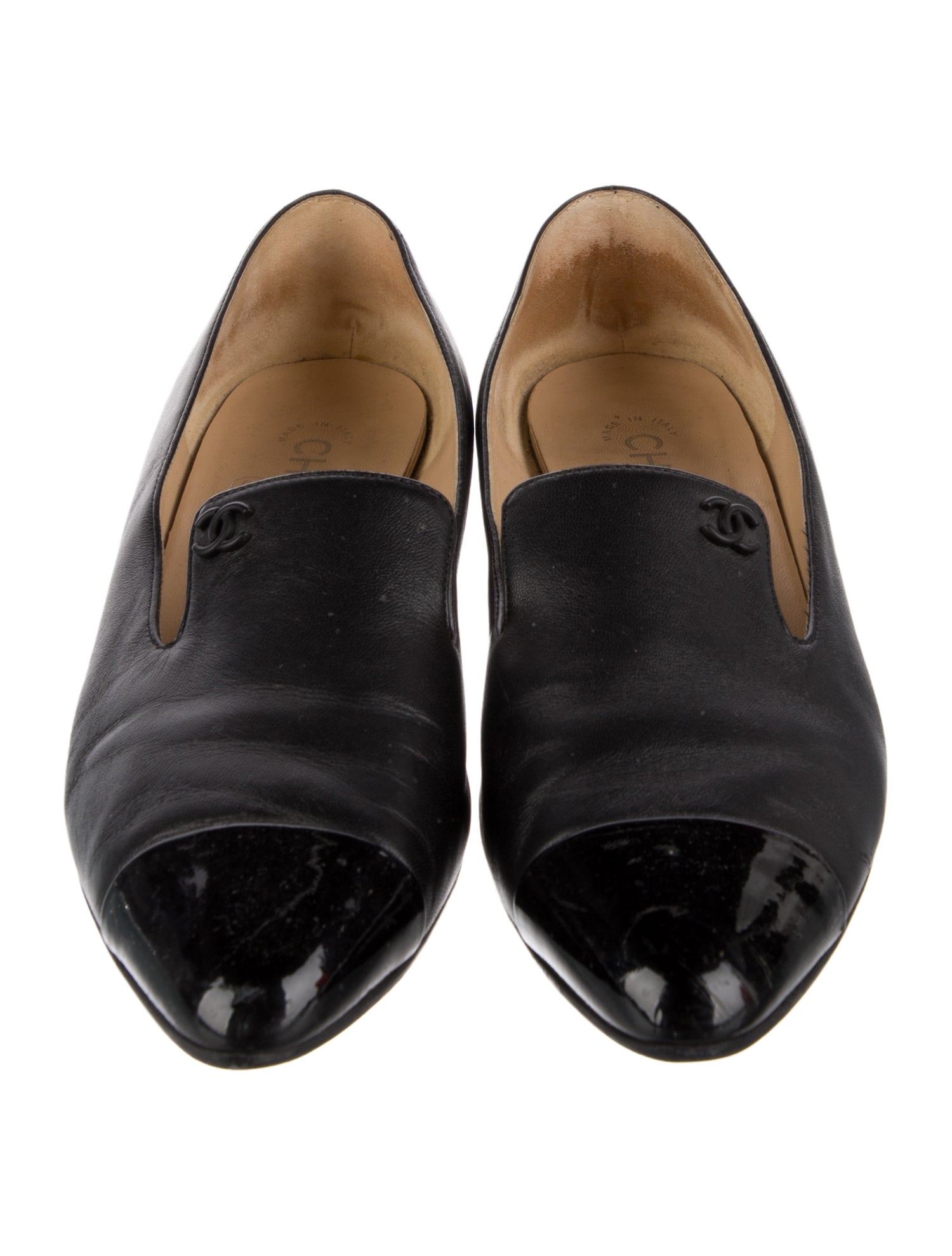 Chanel Interlocking CC Logo Lambskin Loafers