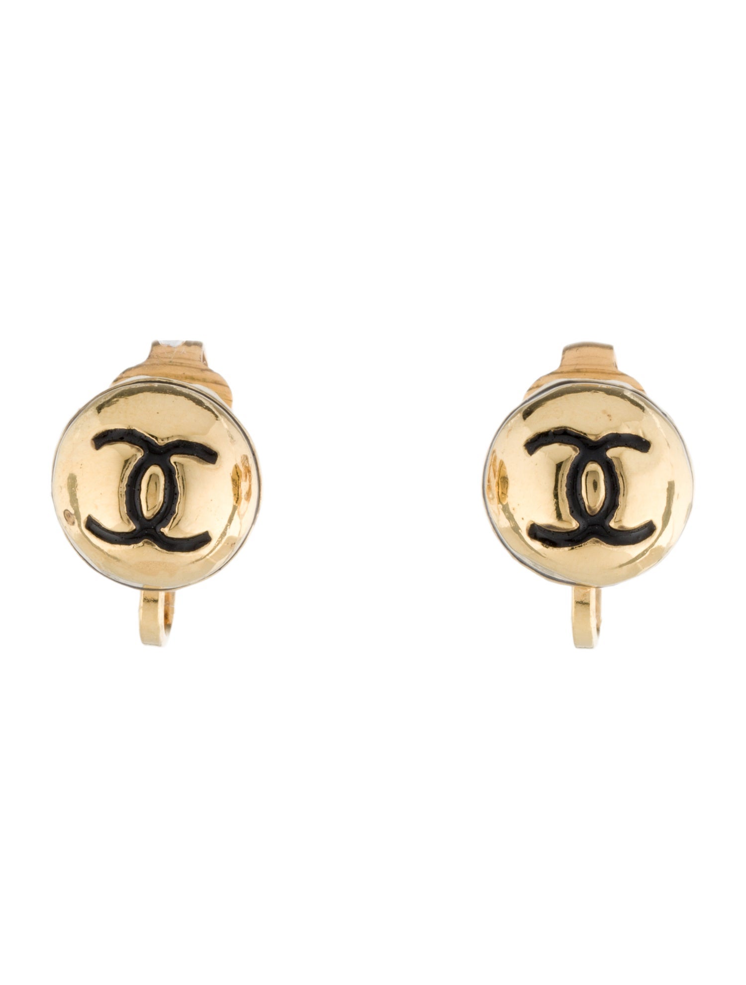 Chanel Vintage Enamel CC Logo Clip-On Earrings