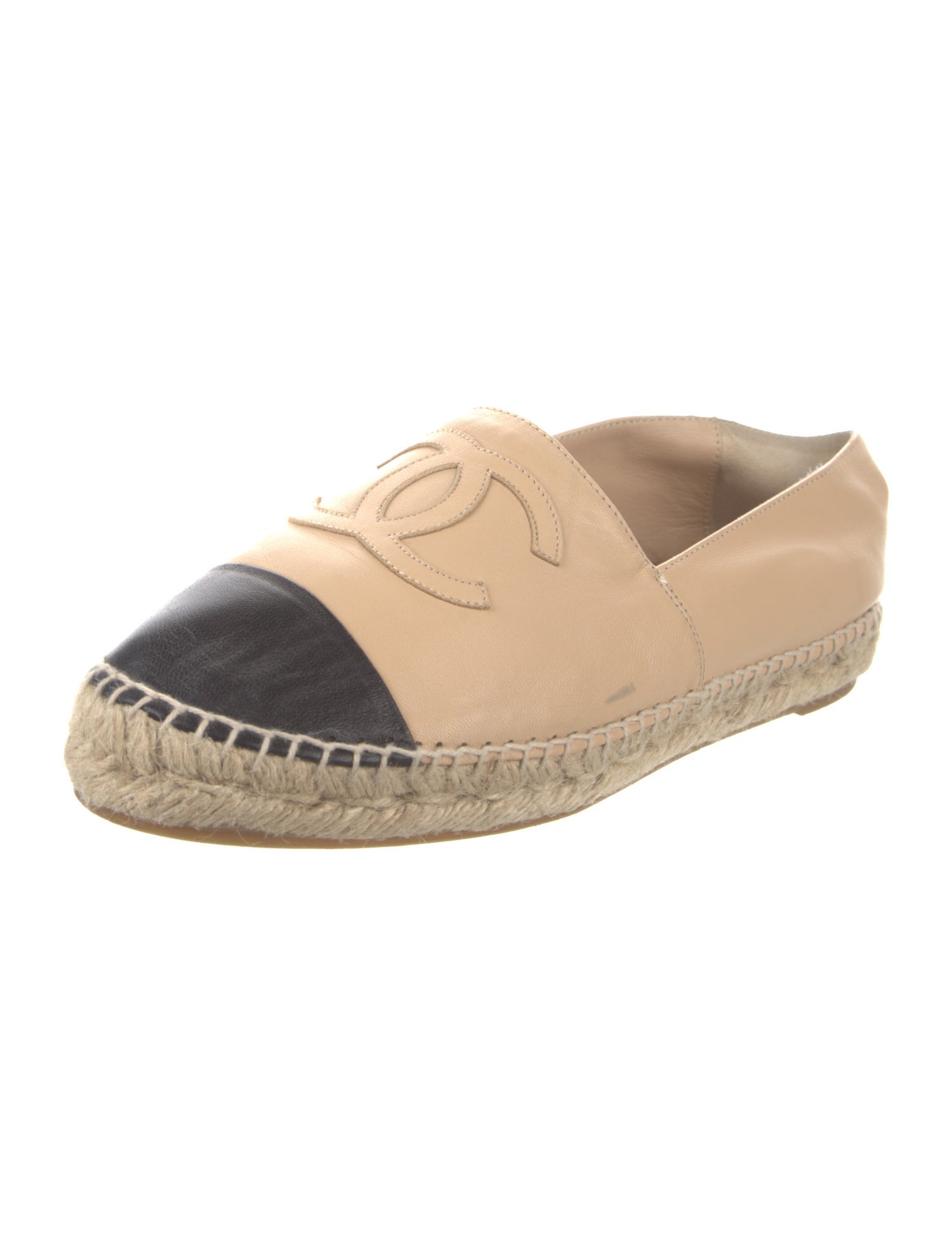 Chanel Interlocking CC Logo Leather Espadrilles