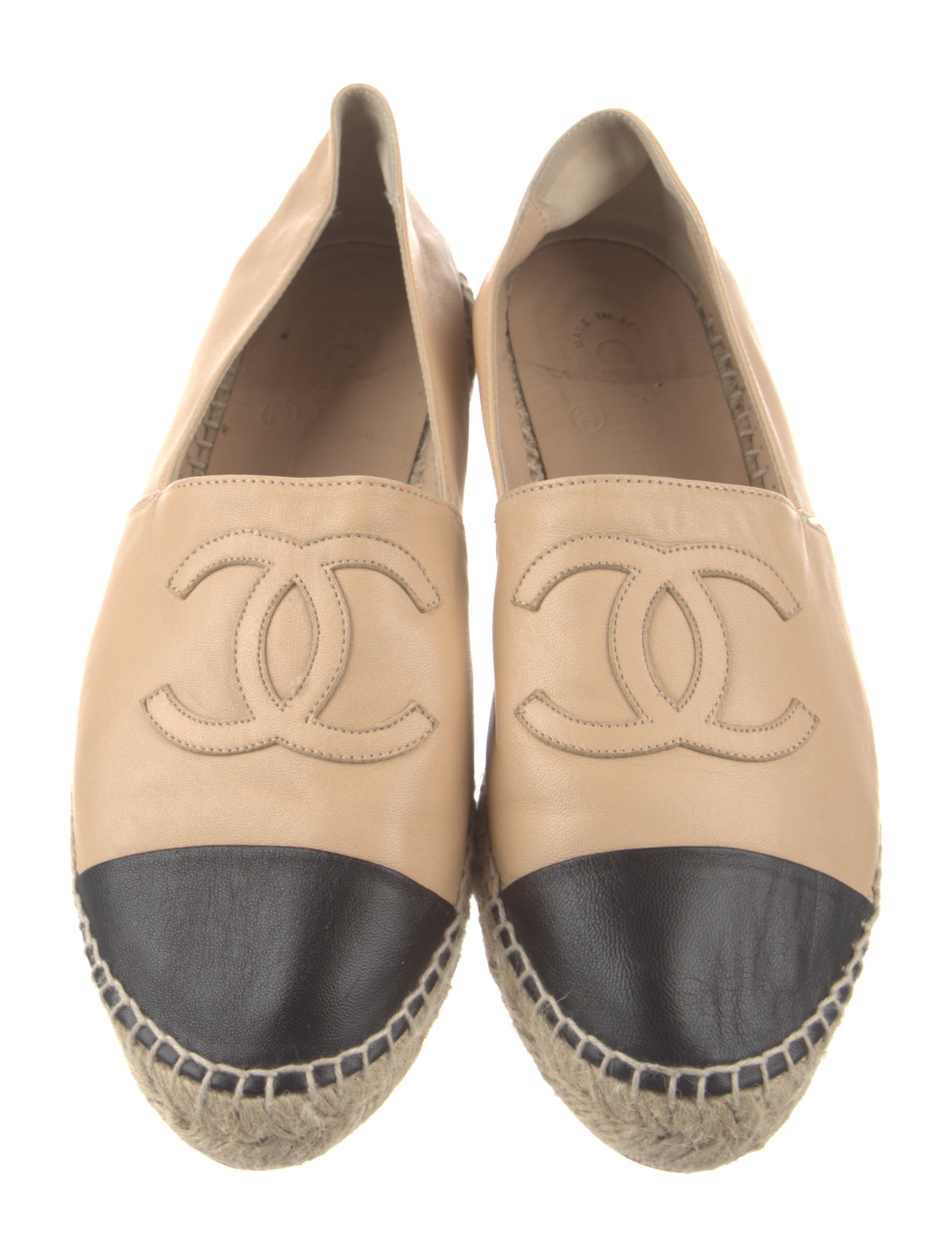 Chanel Interlocking CC Logo Leather Espadrilles