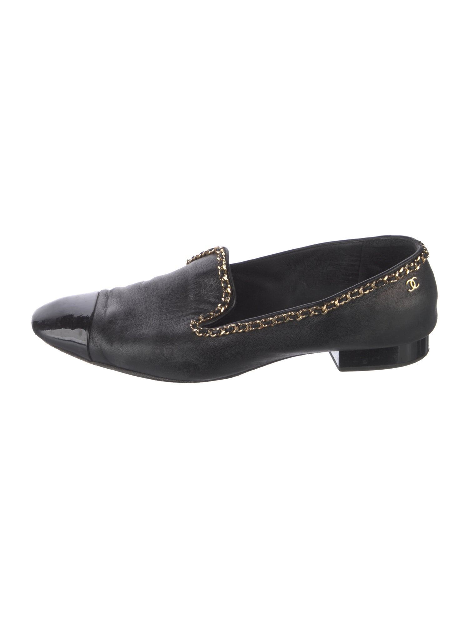 Chanel Interlocking CC Logo Leather Loafers