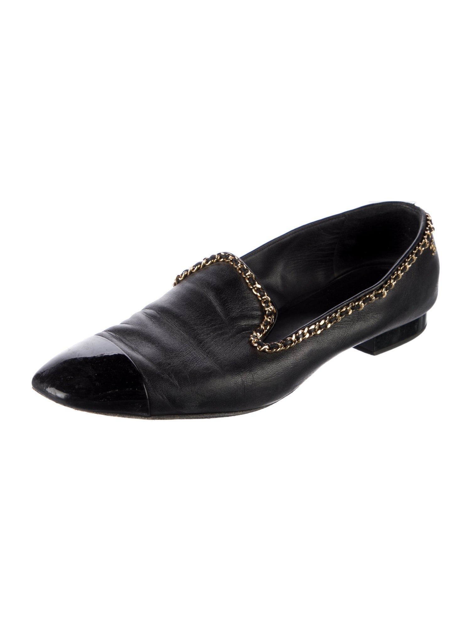 Chanel Interlocking CC Logo Leather Loafers