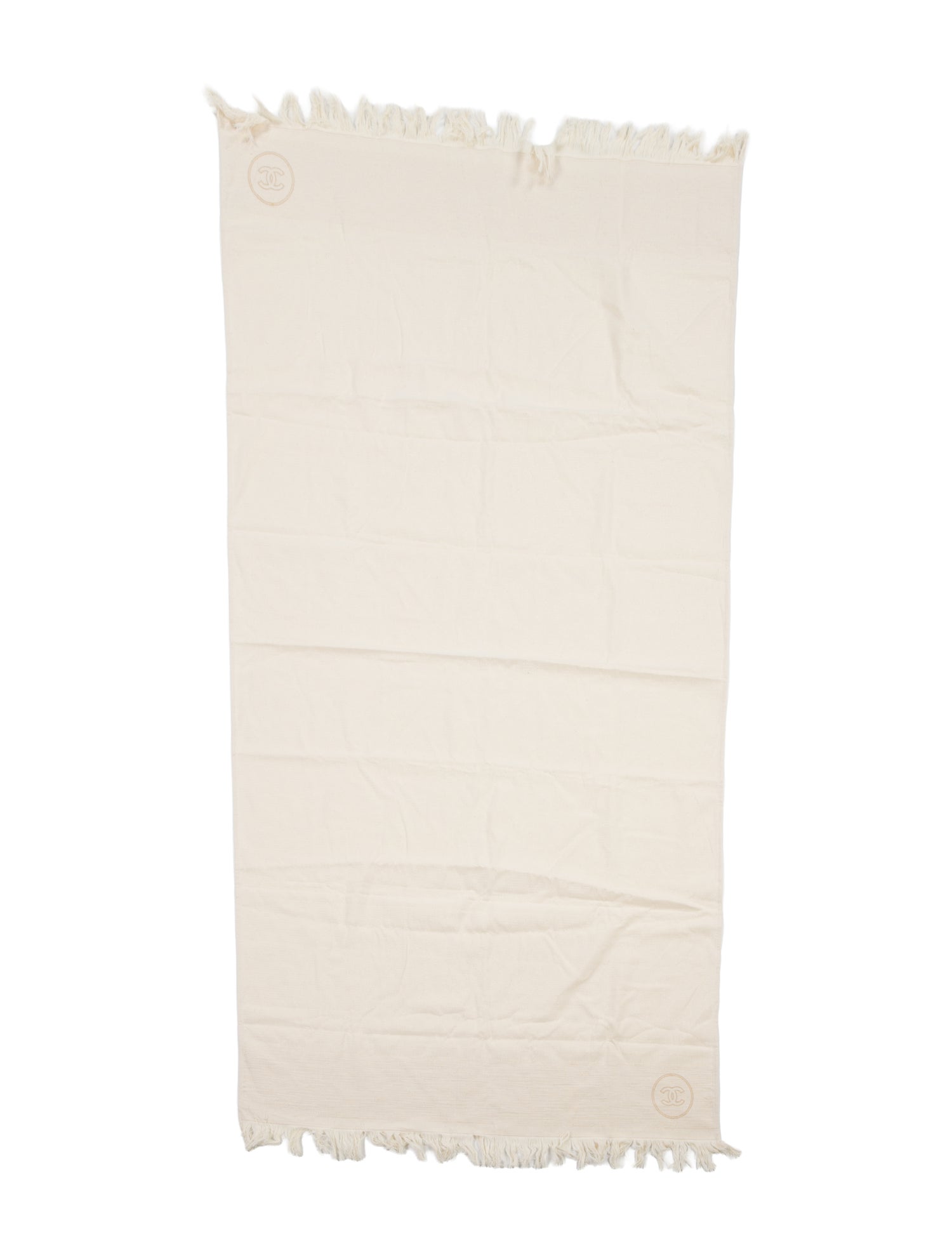 Chanel Cotton Quilted CC Beach Towel Pouch Set