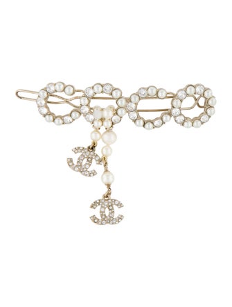 Chanel 2021 Pearl, Faux Pearl & Strass 'COCO' CC Brooch