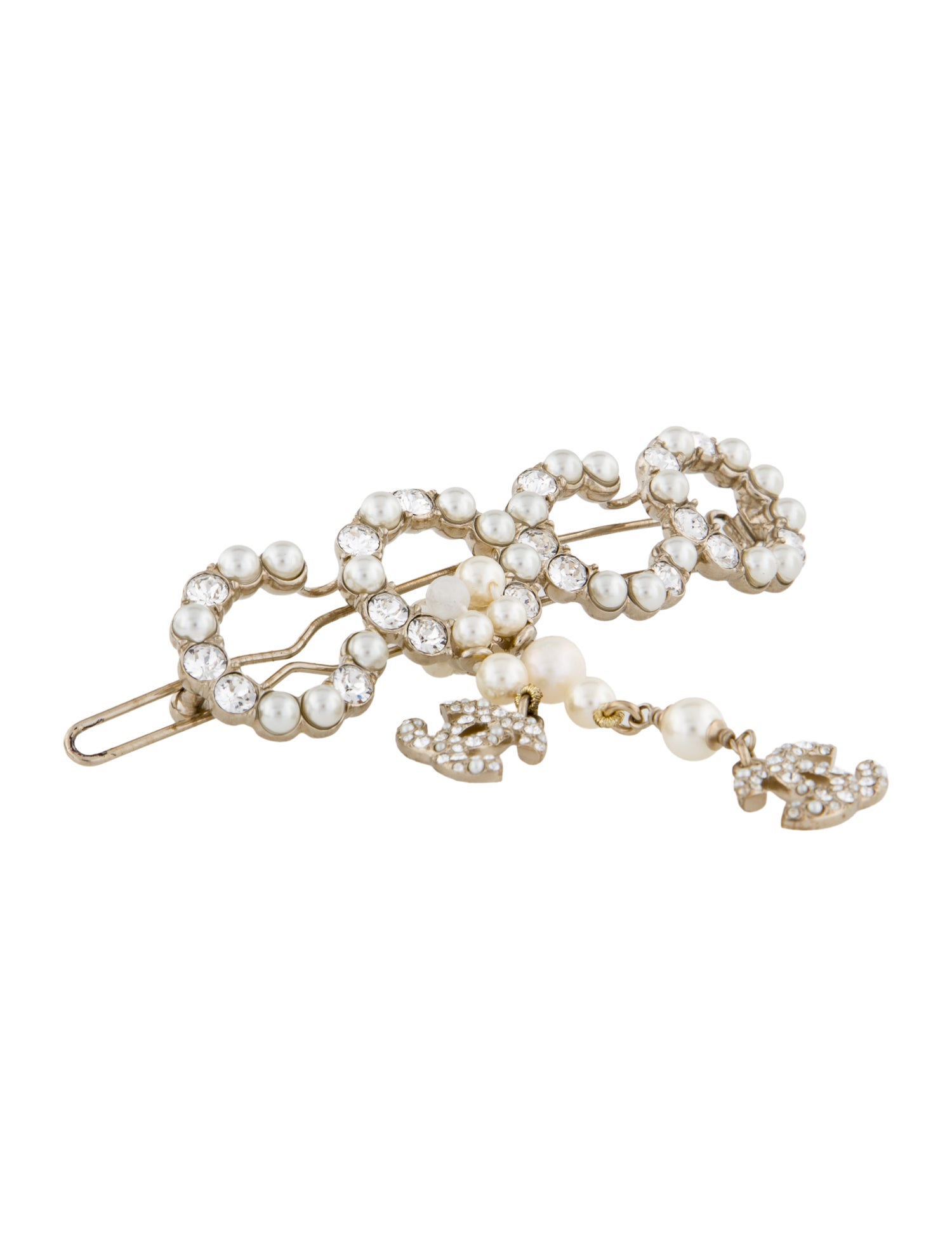Chanel 2021 Pearl, Faux Pearl & Strass 'COCO' CC Brooch