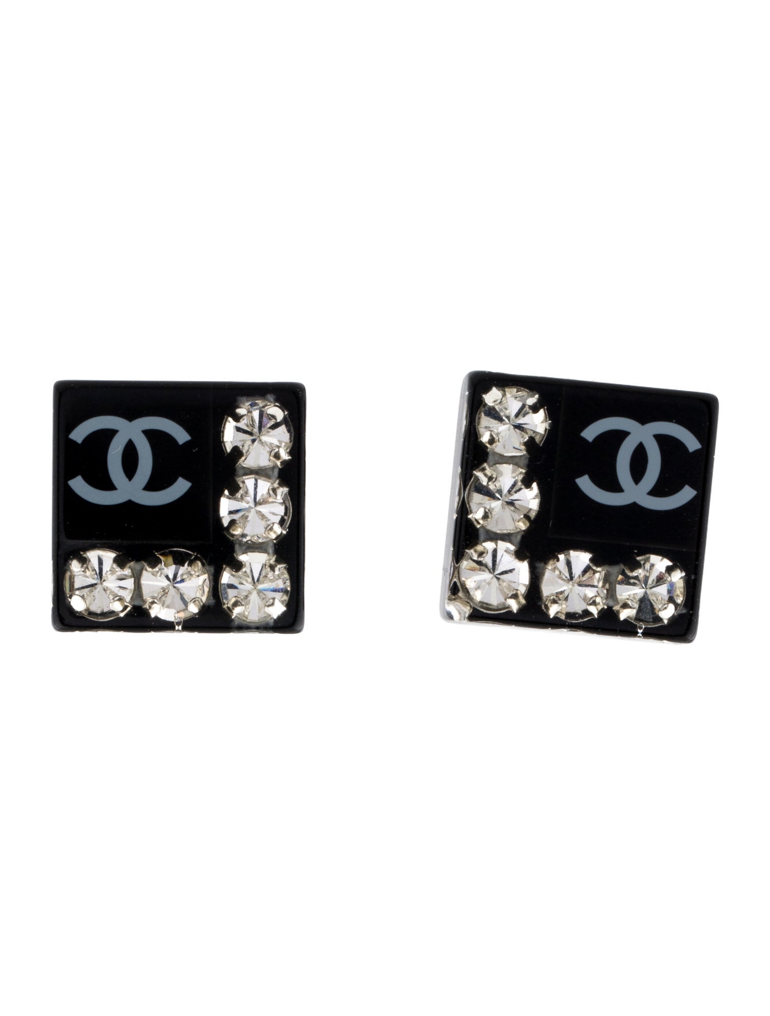Chanel Resin & Crystal CC Clip-On Earrings