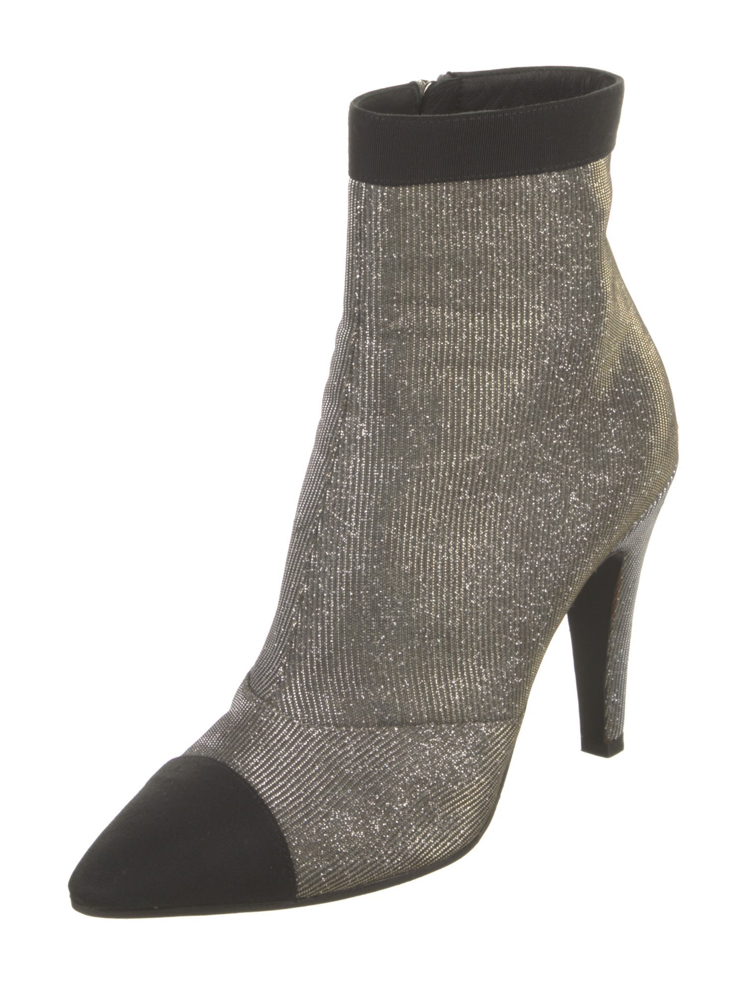 Chanel Interlocking CC Logo Glitter Accents Sock Boots