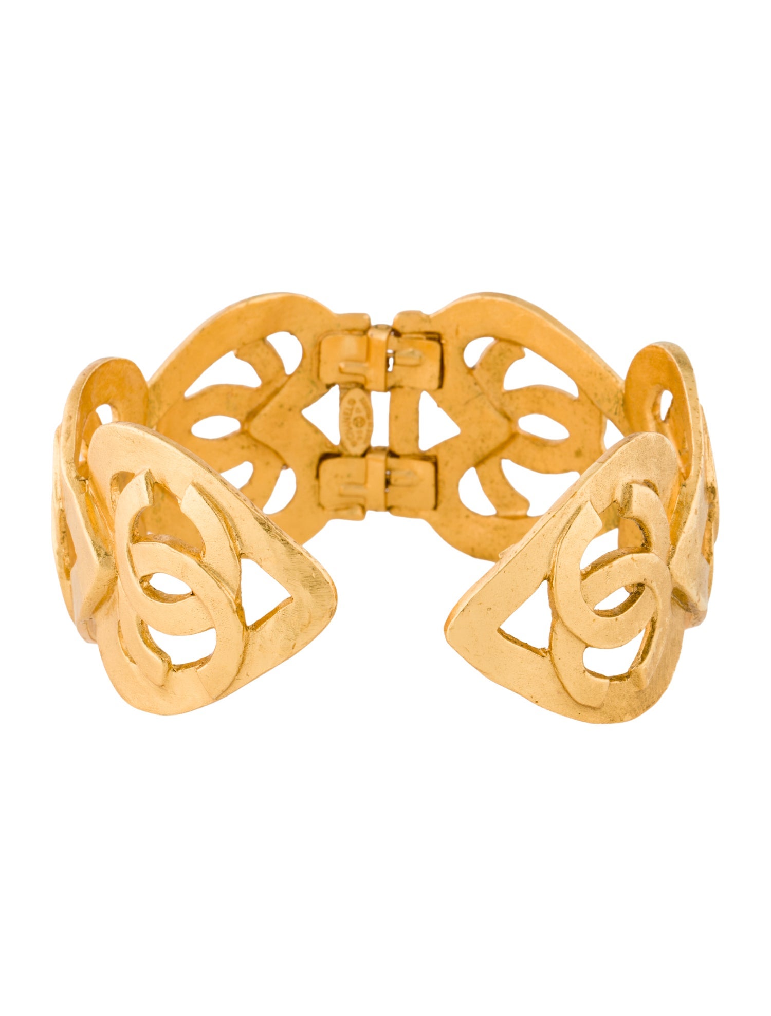 Chanel Vintage CC Heart Hinged Cuff