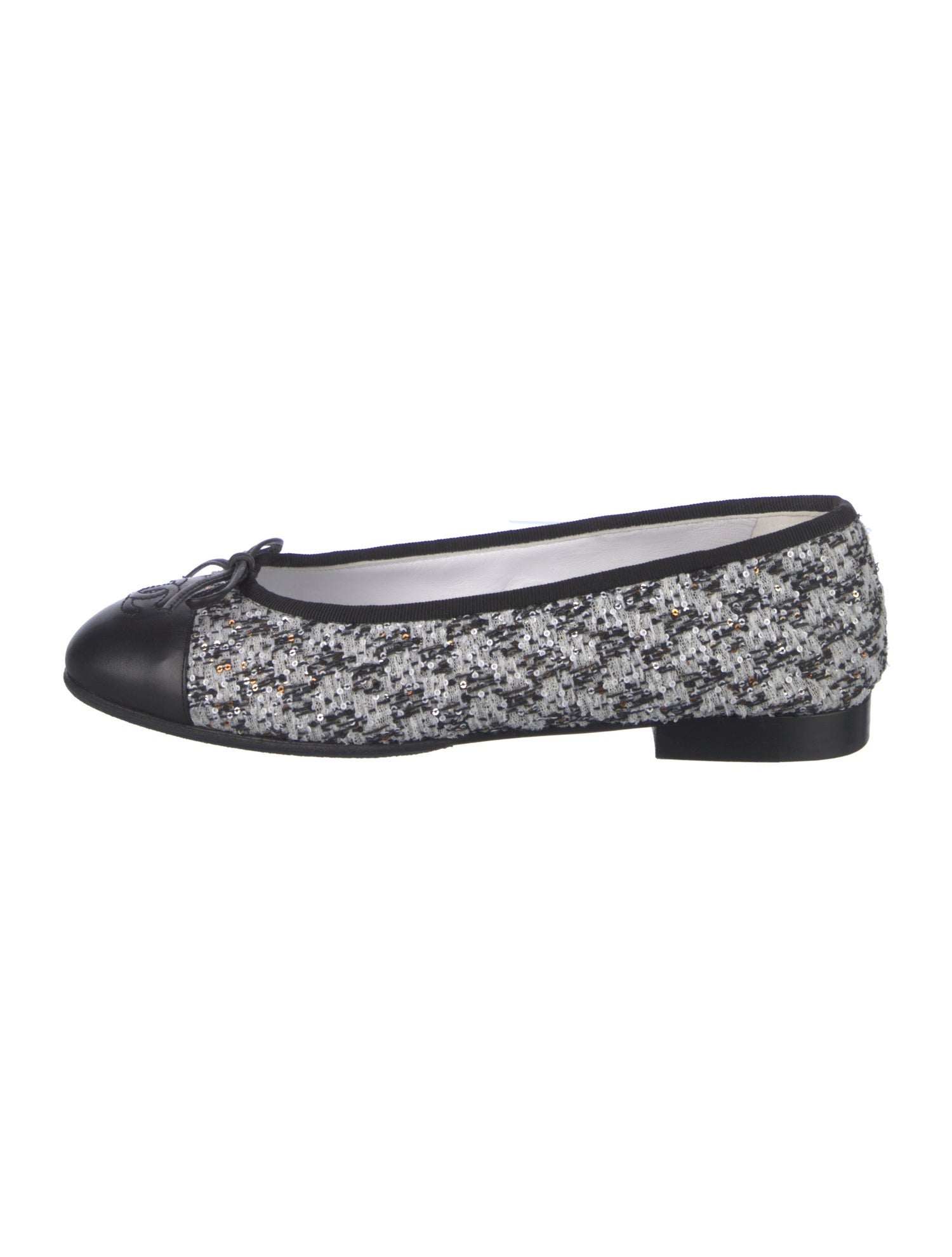 Chanel Interlocking CC Logo Tweed Ballet Flats