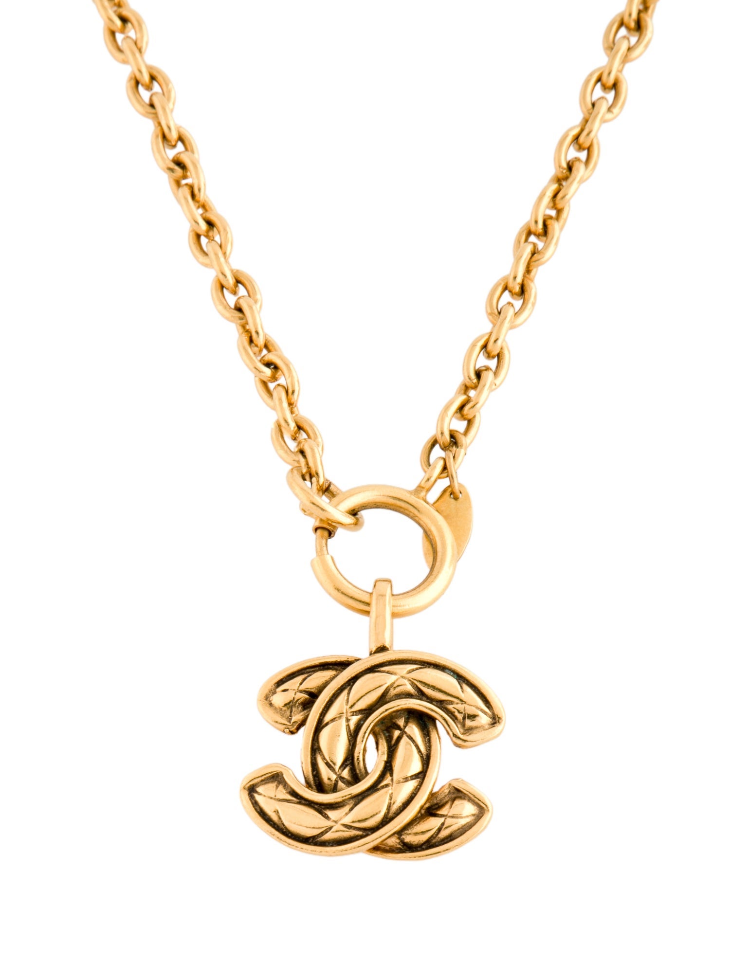Chanel Vintage Quilted CC Pendant Necklace