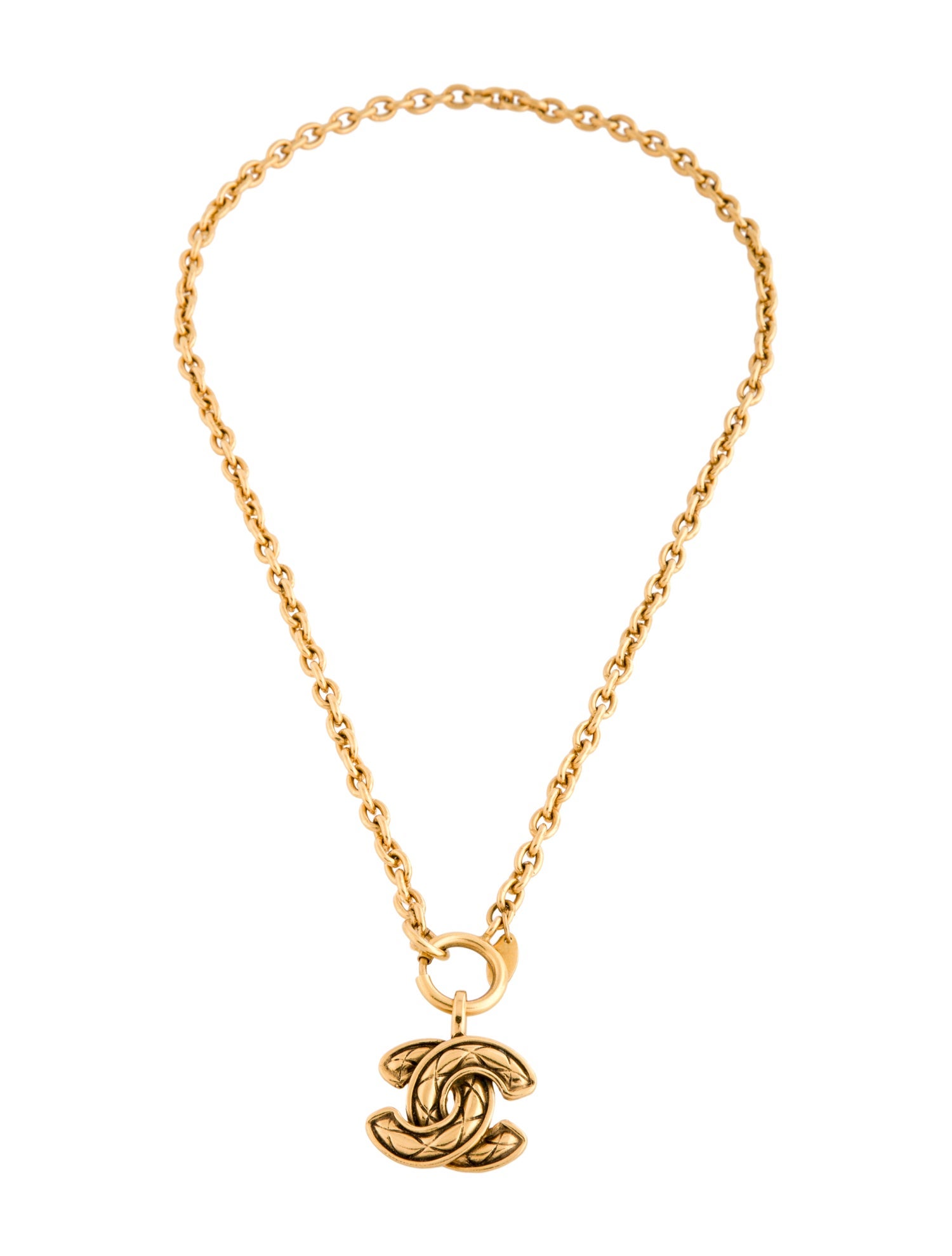 Chanel Vintage Quilted CC Pendant Necklace