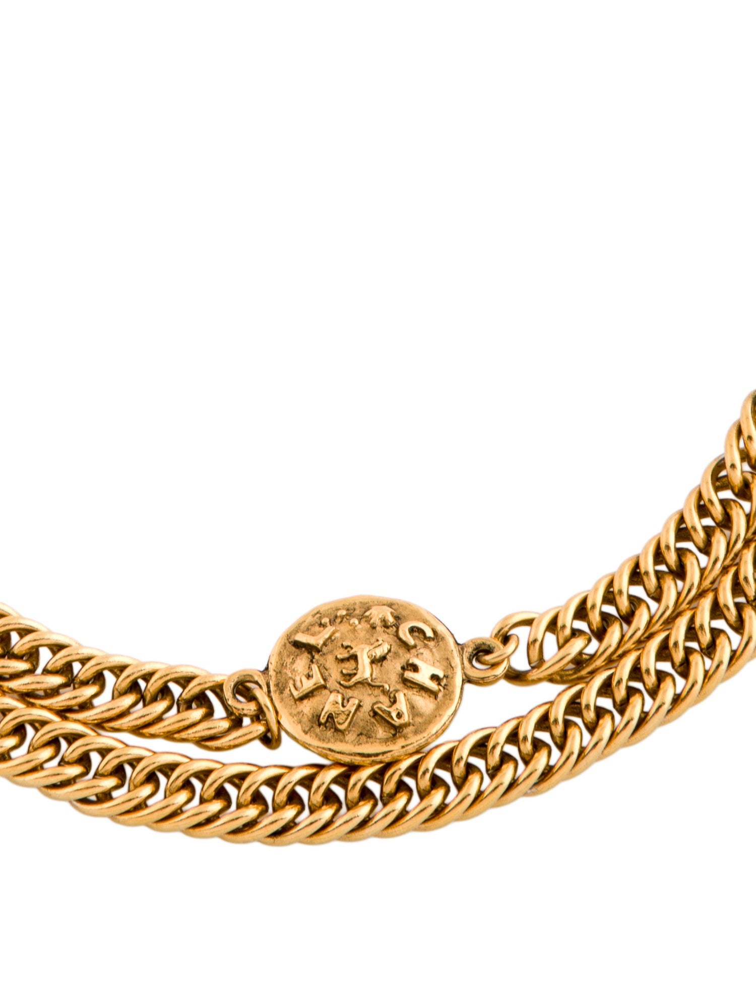 Chanel Vintage Lion Logo Station Necklace