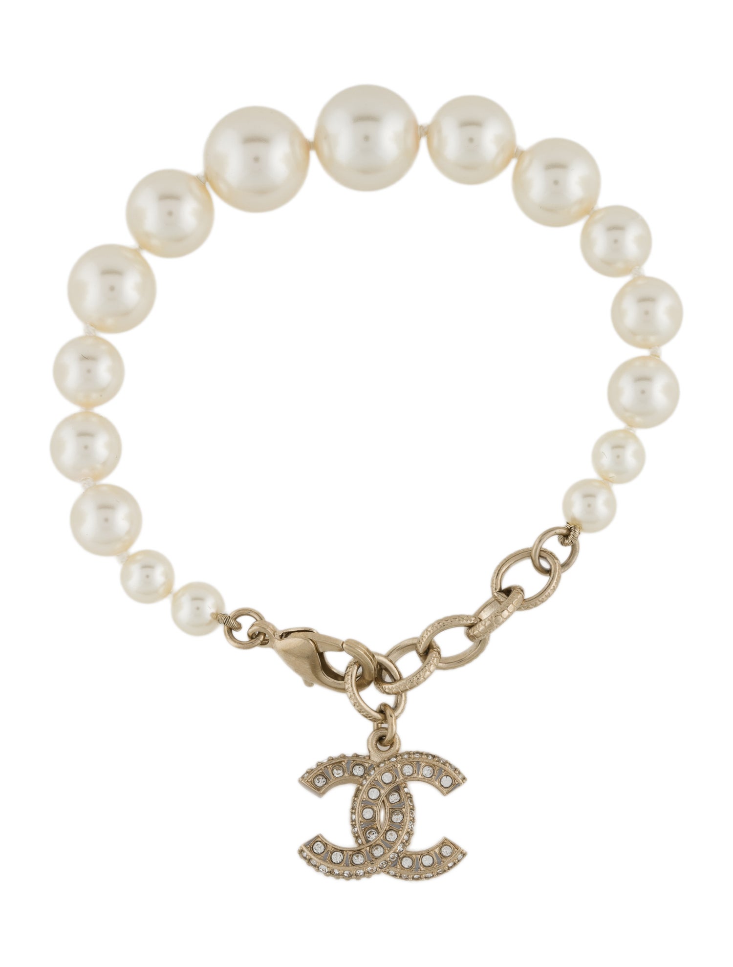 Chanel 2025 Faux Pearl & Strass CC Bracelet