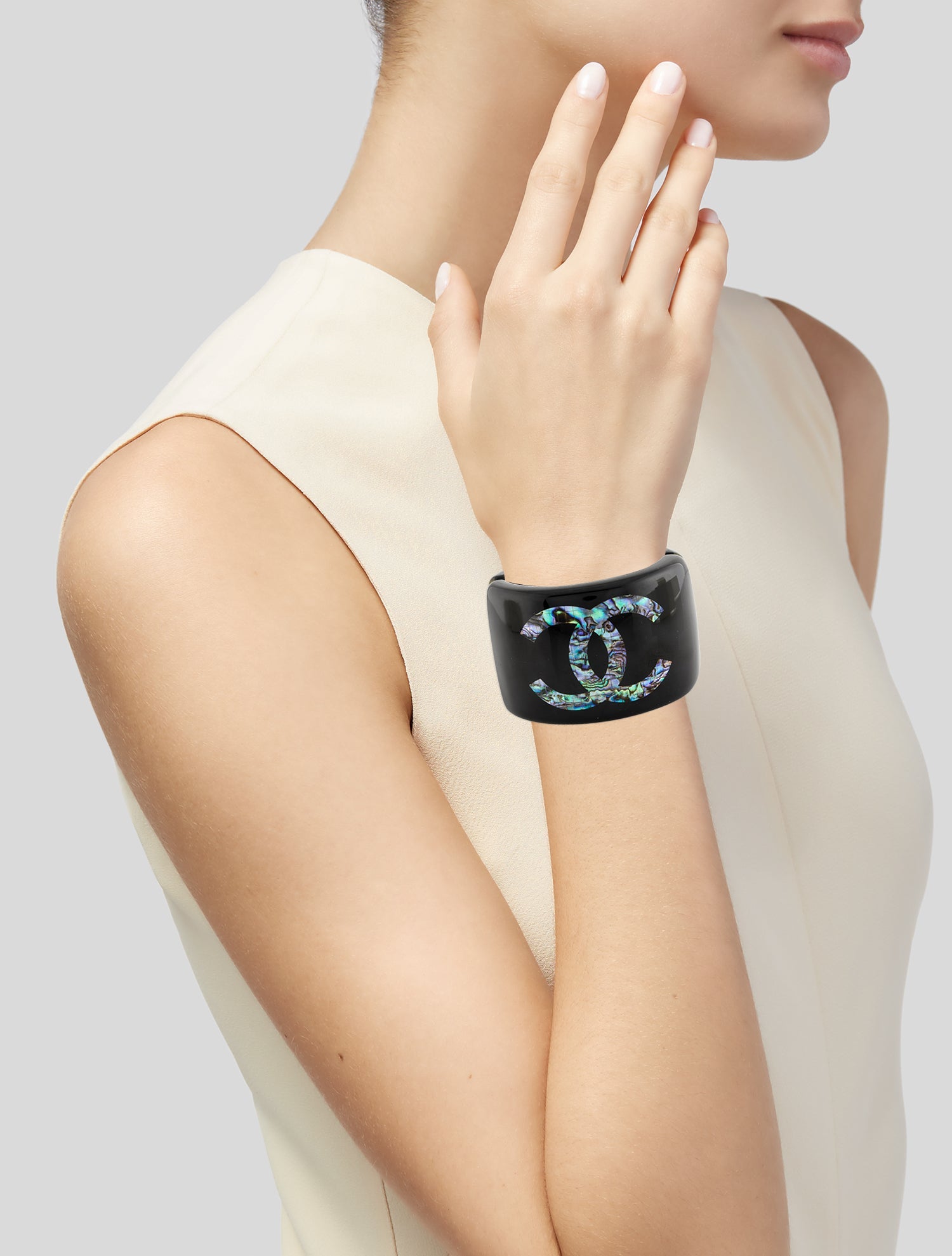 Chanel Resin CC Cuff Bracelet