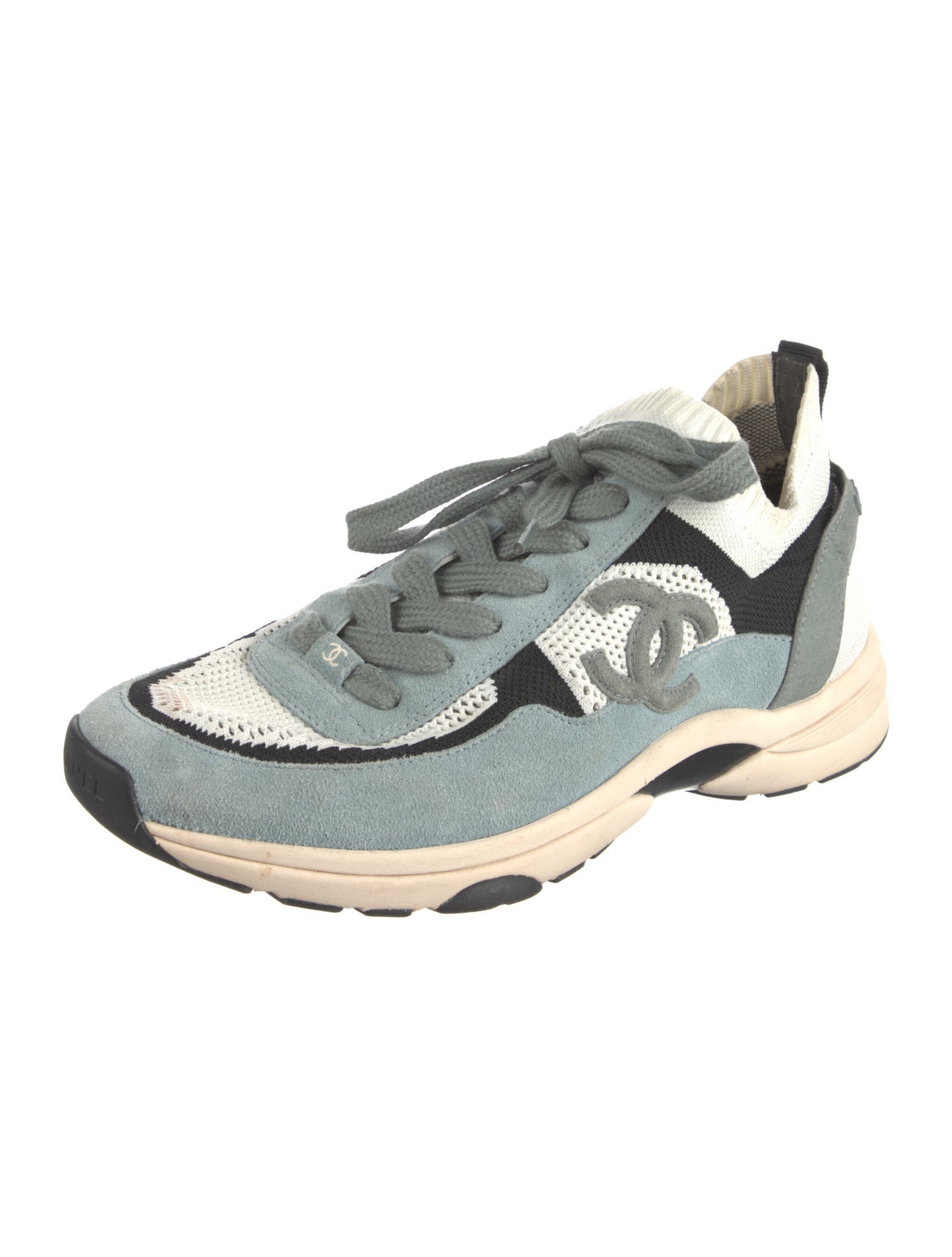 Chanel Interlocking CC Logo Suede Sneakers