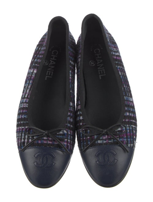 Chanel Interlocking CC Logo Tweed Flats