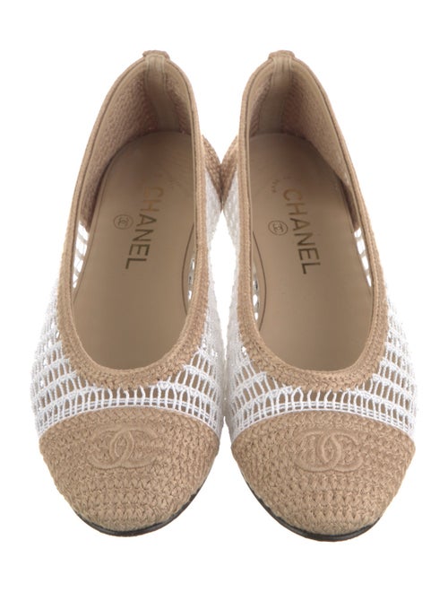Chanel Interlocking CC Logo Raffia Ballet Flats