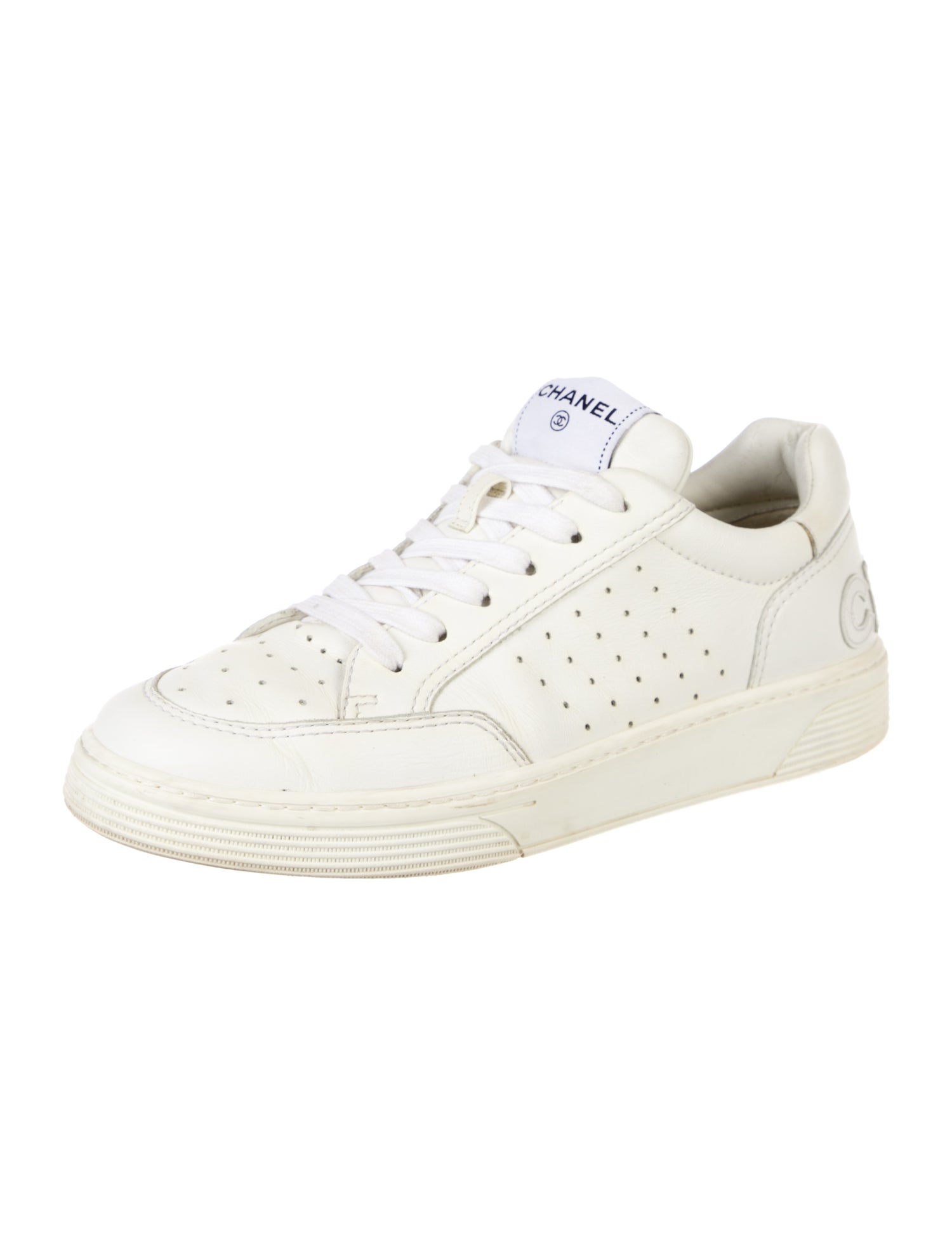 Chanel Interlocking CC Logo Leather Sneakers