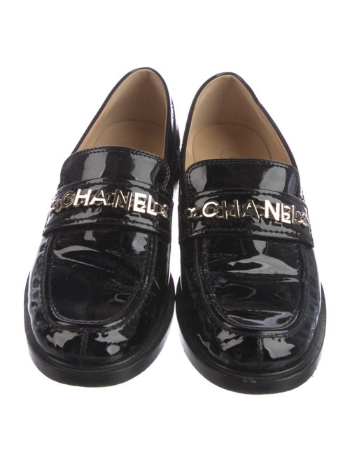 Chanel Interlocking CC Logo Patent Leather Loafers