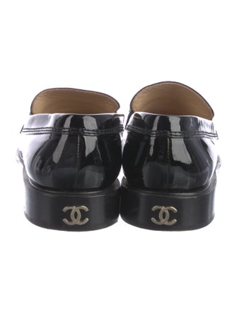 Chanel Interlocking CC Logo Patent Leather Loafers