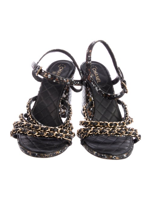 Chanel 2017 Quilted Pattern Slingback Sandals