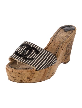 Chanel Interlocking CC Logo Canvas Mules