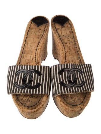 Chanel Interlocking CC Logo Canvas Mules
